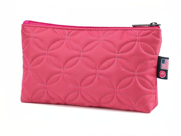 Vibrant Quilted Pink Accessory Pouch