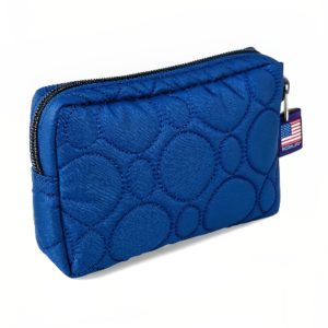 Bold Blue Quilted Circle Pouch